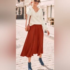 Boden Terracotta Pleated Maxi Pleated Skirt S12